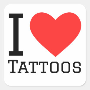Sticker Carré J'adore les tatouages