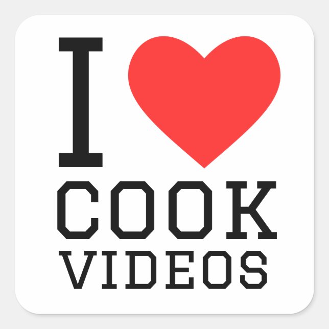Sticker Carré J'adore les vidéos de cuisine (Devant)