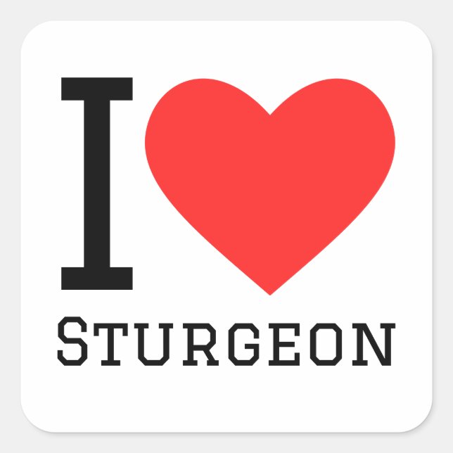 Sticker Carré J'adore l'esturgeon (Devant)