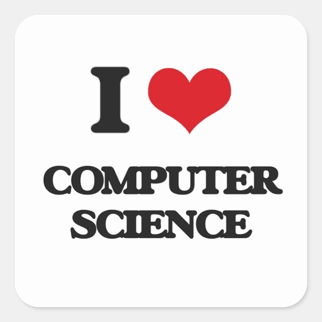 Sticker Carré J'adore l'informatique (Devant)