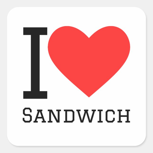 Sticker Carré J'adore sandwich (Devant)