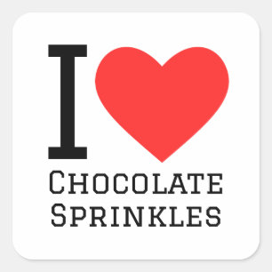 Sticker Carré J'adore saupoudrer de chocolat
