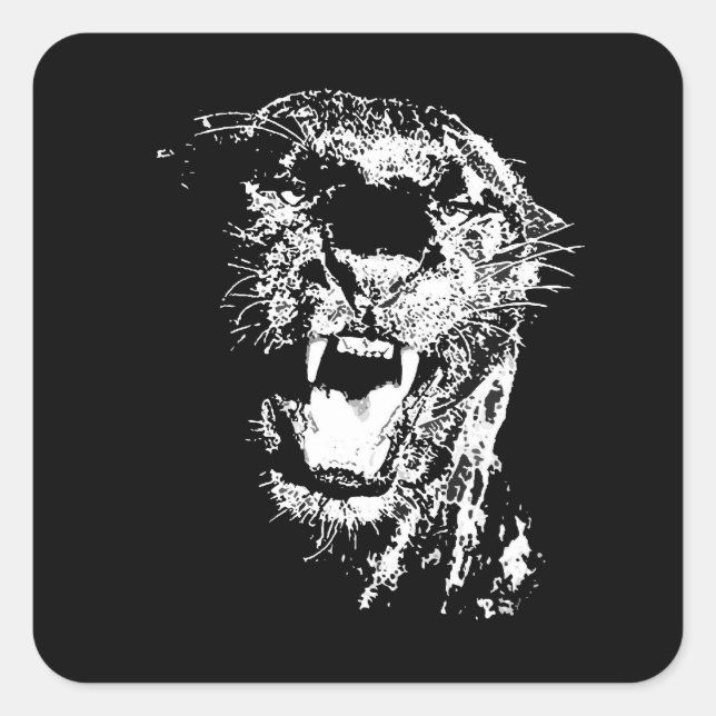 Sticker Carré Jaguar - Panthère noire (Devant)