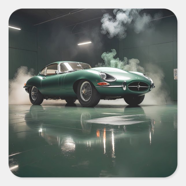Sticker Carré Jaguar XKE 1964 (Devant)