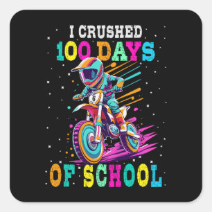 Sticker Carré J'ai écrasé 100 jours d'école Motocross