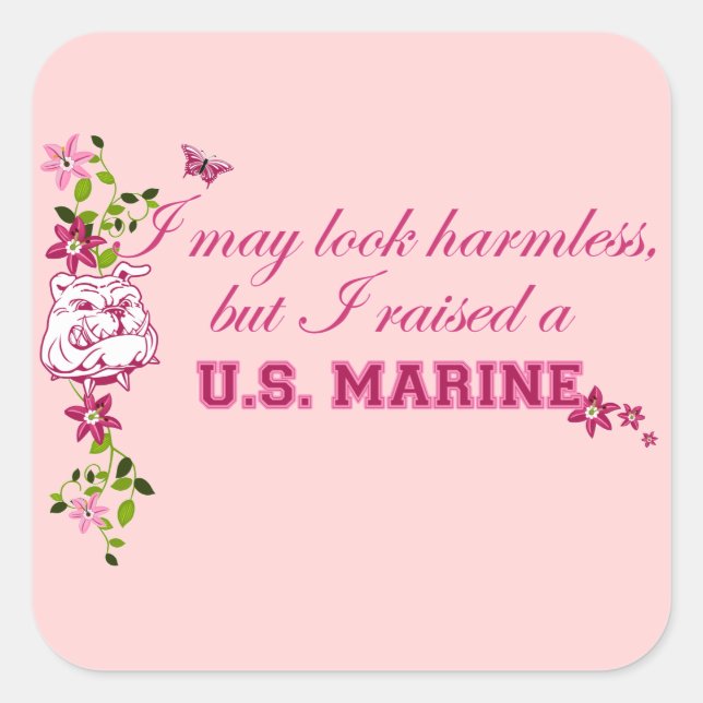 Sticker Carré J'Ai Élevé Une Marine (Devant)