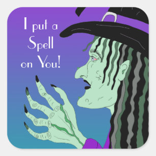 Sticker Carré J'ai mis un sort sur vous sorcière Halloween