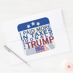 Sticker Carré J'ai payé plus d'impôts que Donald Trump Set de 6