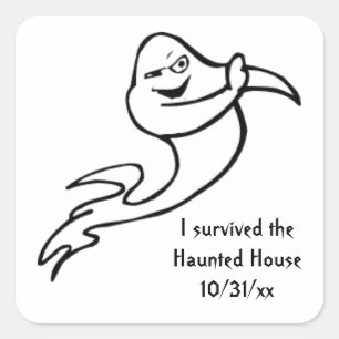 Sticker Carré J'ai survécu à l'autocollant Haunted House Ghost