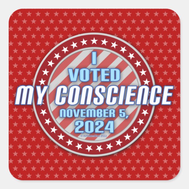 Sticker Carré J'Ai Voté Mon Élection Conscience 2024 (à droite) (Devant)