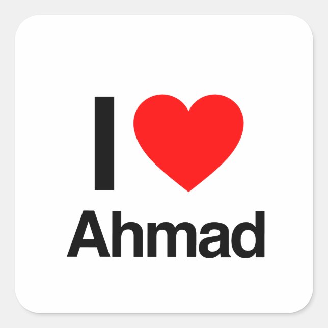 Sticker Carré j'aime ahmad (Devant)