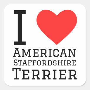 Sticker Carré J'aime American Staffordshire terrier