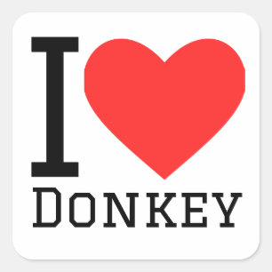 Sticker Carré J'aime âne