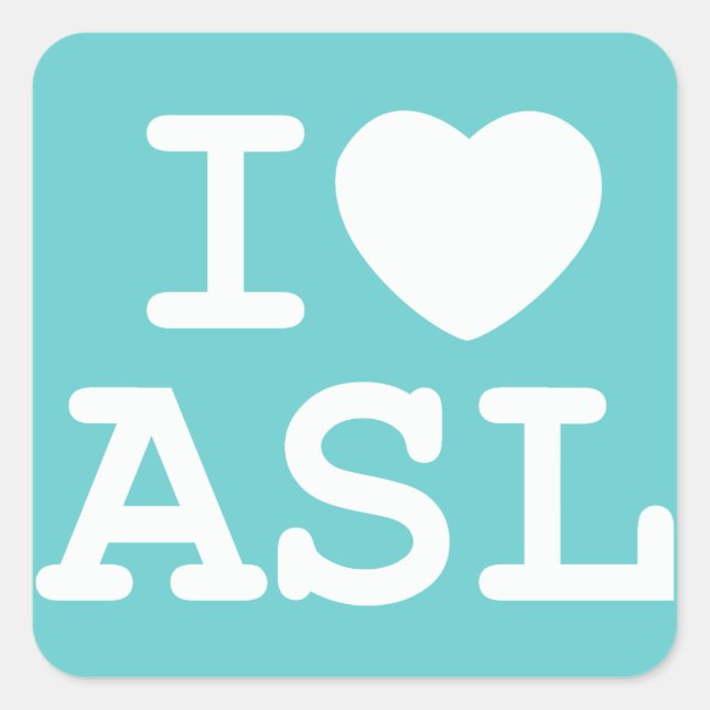 Sticker Carré J'aime ASL (couleur) (Devant)
