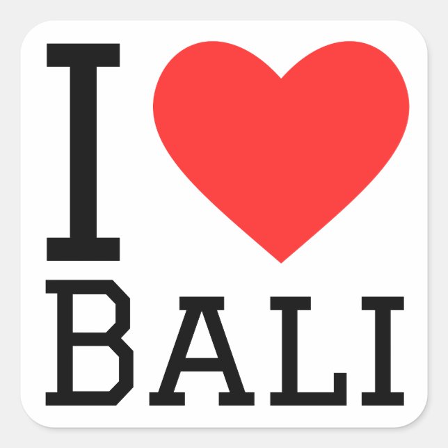 Sticker Carré J'aime Bali (Devant)