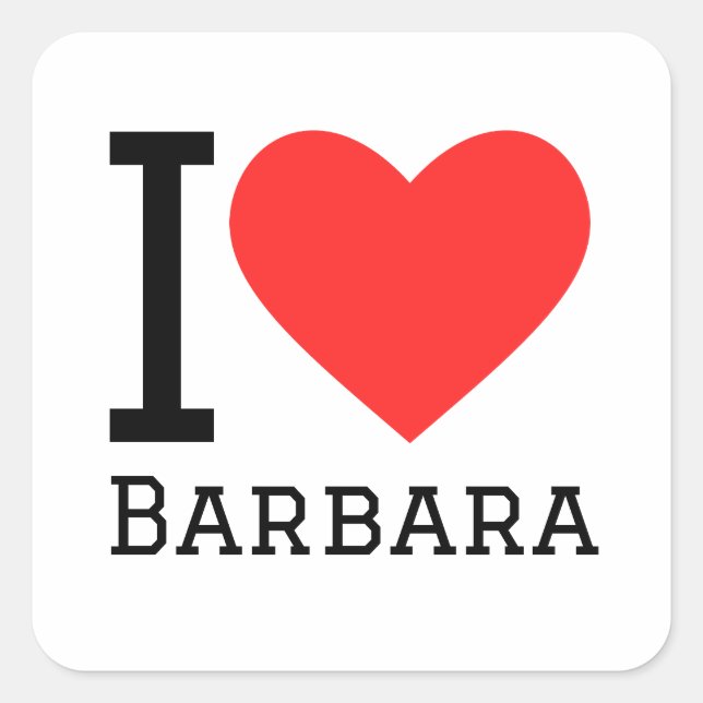 Sticker Carré J'aime Barbara (Devant)