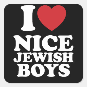 Sticker Carré J'Aime Belle Juive Garçons Je Coeur Super Rétro