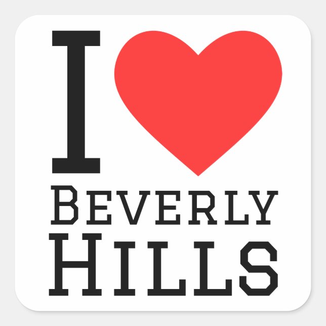 Sticker Carré J'aime Beverly Hills (Devant)