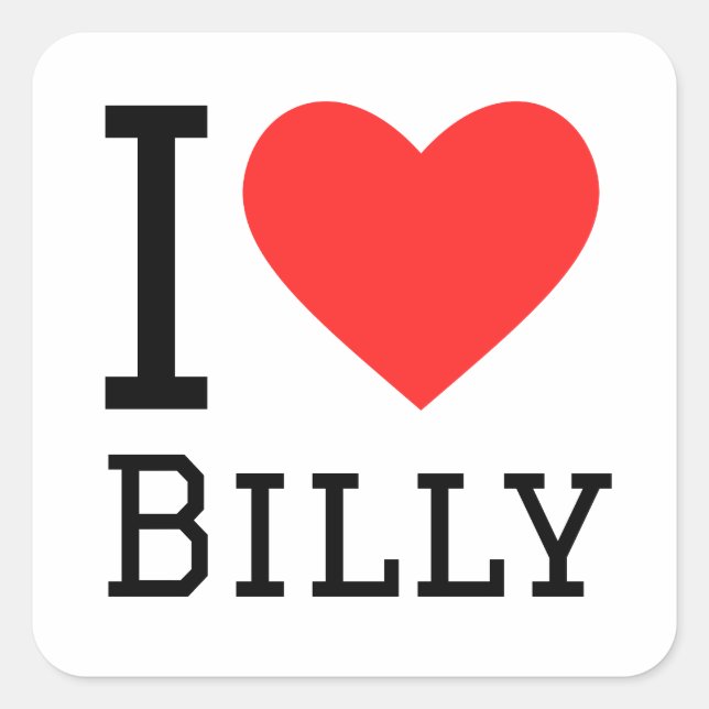 Sticker Carré J'aime Billy (Devant)