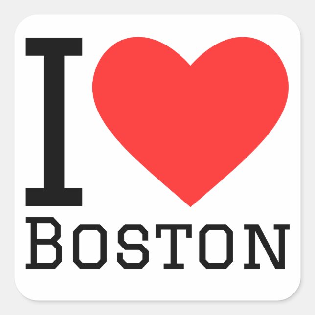 Sticker Carré J'aime boston (Devant)