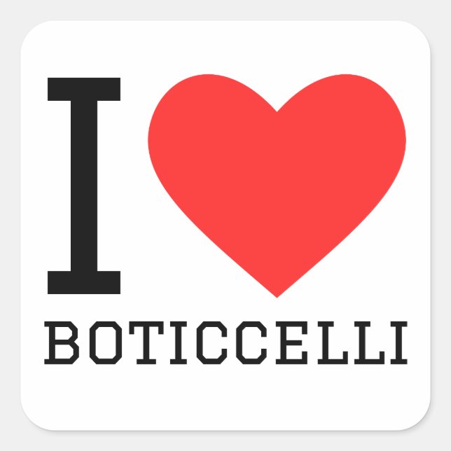 Sticker Carré J'aime Botticelli (Devant)