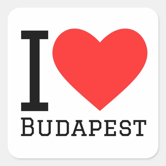 Sticker Carré J'aime Budapest (Devant)