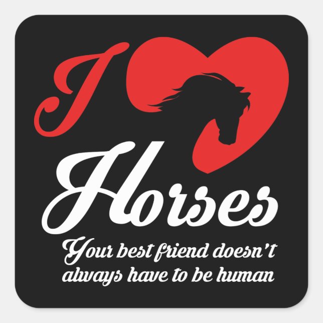 Sticker Carré J'aime / Chevaux du coeur (Devant)