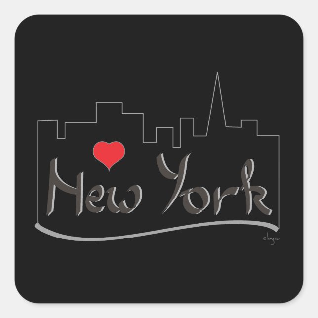 Sticker Carré J'aime (coeur) New York, New York (Devant)