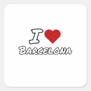 Sticker Carré J'aime cœur ville de Barcelone