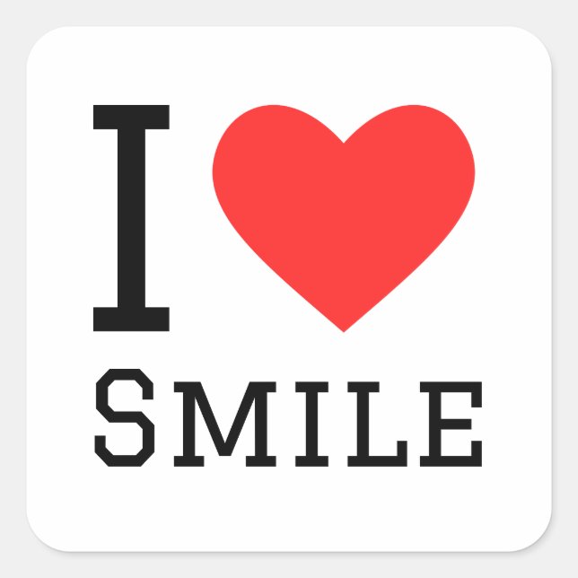 Sticker Carré J'aime coller carré sourire (Devant)