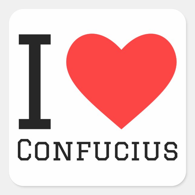 Sticker Carré J'aime Confucius (Devant)