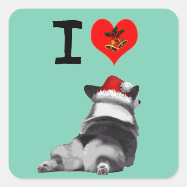 Sticker Carré J'aime Corgis (Devant)