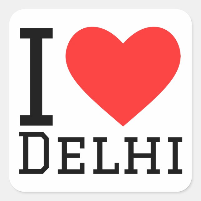 Sticker Carré J'aime Delhi (Devant)