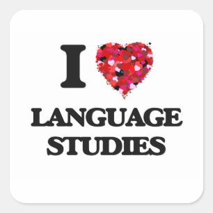 Sticker Carré J'aime des études de langue