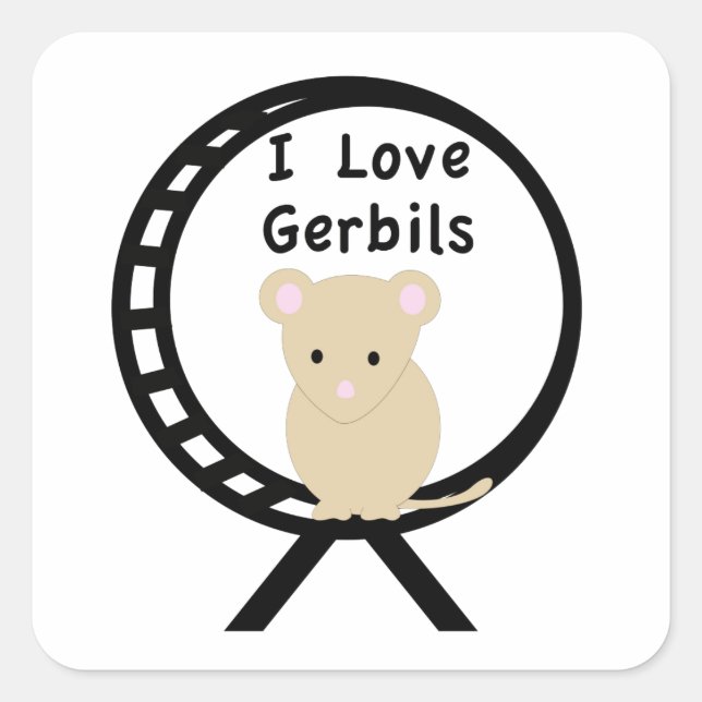 Sticker Carré J'aime des gerbilles (Devant)