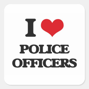 Sticker Carré J'aime des policiers