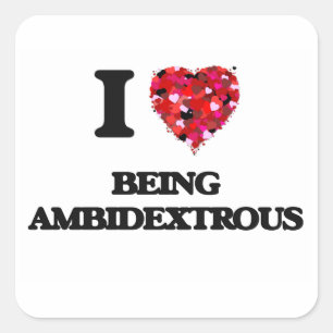 Sticker Carré J'aime être ambidextre