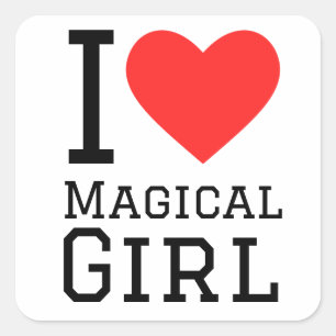 Sticker Carré J'aime fille magique
