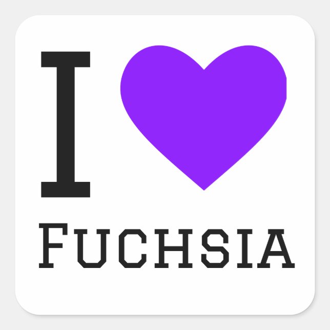 Sticker Carré J'aime fuchsia (Devant)