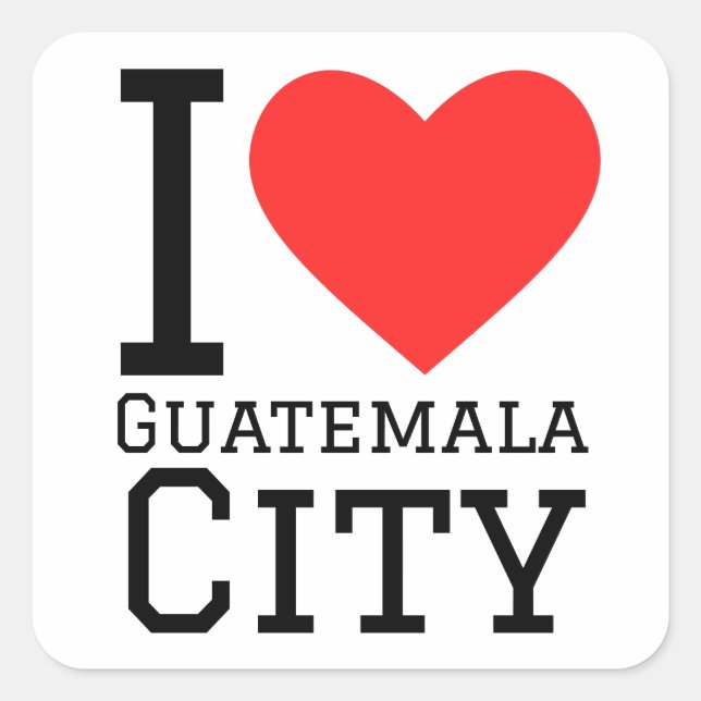 Sticker Carré J'aime Guatemala City (Devant)