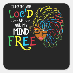 Sticker Carré J'Aime Hair Loc'd Up Black Women Anniversaire