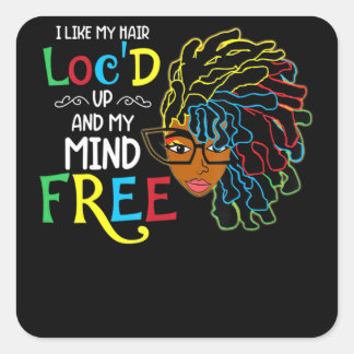 Sticker Carré J'Aime Hair Loc'd Up Black Women Anniversaire