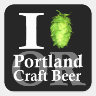 Sticker Carré J'aime (houblon) Portland, OU ouvre la bière !