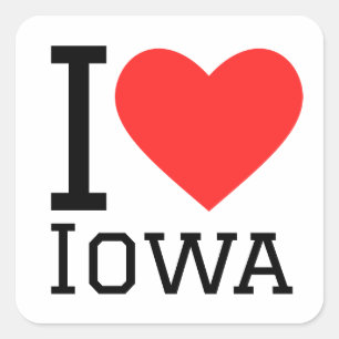 Sticker Carré J'aime Iowa