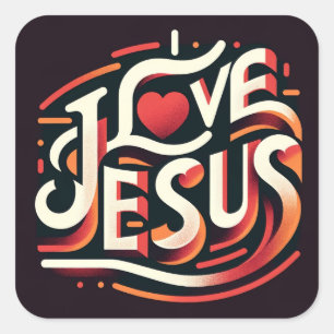 Sticker Carré J'aime Jésus chrétien religieux