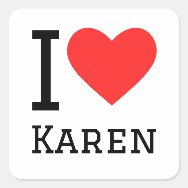 Sticker Carré J'aime Karen (Devant)