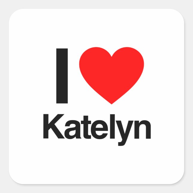 Sticker Carré j'aime katelyn (Devant)