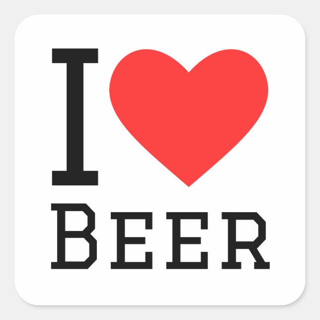 Sticker Carré J'aime la bière (Devant)