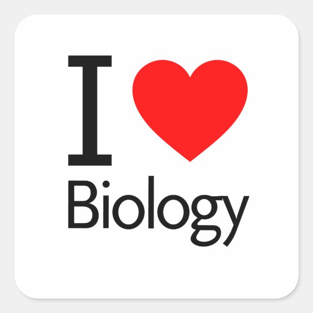 Sticker Carré J'aime la biologie (Devant)