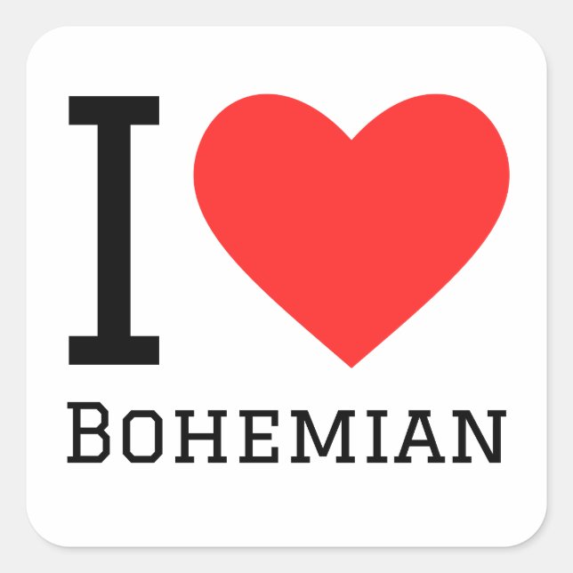 Sticker Carré J'aime la bohème (Devant)
